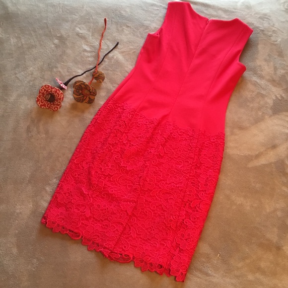 **HOST PICK** Calvin Klein- Red Lace Skirt Dress - Picture 5 of 8